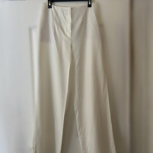 Massimo Dutti Viscose & Wool Blend Flowing Darted Wide Leg Trousers Size 10 NWT - Picture 2 of 15